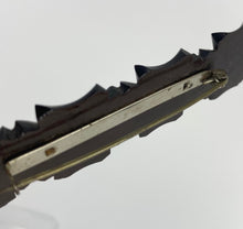 Load image into Gallery viewer, 1940s Early Plastic Brooch of Four Carved Flowers - Looks Like Wood