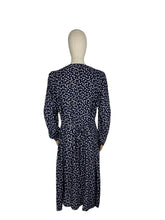 Load image into Gallery viewer, Original 1930's/1940's Volup Novelty Print Day Dress in Navy and White with Butterfly Print - Bust 44 46