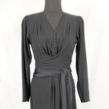 Load image into Gallery viewer, 1930s 1940s Wounded but Wearable Black Satin Backed Crepe Dress - Bust 36 38