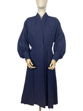 Load image into Gallery viewer, Exceptional 1940s French Navy Coat with Balloon Sleeves - Bust 36