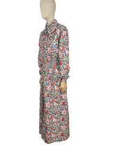 Load image into Gallery viewer, Original 1940's Bright Floral Cotton Hostess Dress in Red, Blue, Pink, Green and White - Housecoat - Bust 40 42