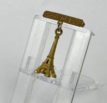 Load image into Gallery viewer, Vintage Mid Century Eiffel Tower Paris Tourist Brooch in Gold Tone