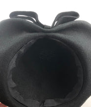 Load image into Gallery viewer, 1940s Black Felt Heart Shaped Hat with Bow Trim