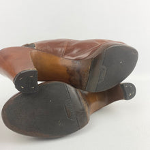 Load image into Gallery viewer, Original 1940s Chestnut Leather Peep Toe Sling Back Shoes by Dolcis - Uk Size 6
