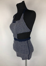 Load image into Gallery viewer, Original 1930s Navy and White Chevron Stripe Woollen Swimsuit - Bust 34 36