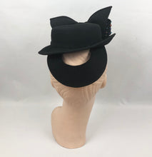 Load image into Gallery viewer, Epic American 1940s New York Creation Tilt Topper Hat with Huge Beaded and Sequined Bow