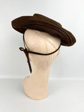 Load image into Gallery viewer, Original 1930's 1940's Chocolate Brown Felt Tilt Topper Hat - Smart Vintage Hat