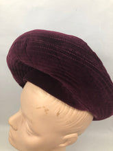Load image into Gallery viewer, 1940s Burgundy Velvet Hat with Large Bow Trim