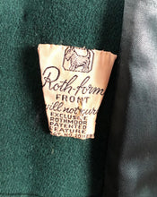 Load image into Gallery viewer, 1940s Green Wool Coat with Real Fur Collar Trim - Bust 38 48