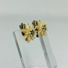 Load image into Gallery viewer, Vintage 1930s 1940s Carved Edelweiss Clip On Earrings