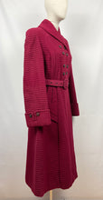 Load image into Gallery viewer, Original 1940s Double Breasted Burgundy Red Belted Coat by Barnett-Hutton - Bust 36 37 38
