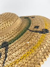 Load image into Gallery viewer, Original 1930s 1940s Painted Straw Hat with Grosgrain Trim - AS IS