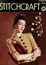 Load image into Gallery viewer, 1940s Reproduction Handknitted Belted Cardigan with Collar from March 1941 - Bust 36 37 38 39 40