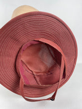 Load image into Gallery viewer, Original Late 1930's or Early 1940's Terracotta Coloured Straw Hat with Air Force Blue Bow Trim *