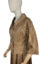 Load image into Gallery viewer, Original 1950's Gold Dress and Jacket Set with Silk Embroidery - Bust 38"