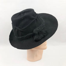Load image into Gallery viewer, 1940s Black Felt Fedora Hat