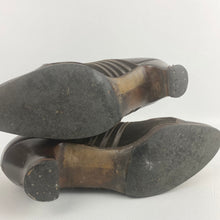 Load image into Gallery viewer, Wounded But Wearable Original 1930s Brown Leather and Suede Lace Up Shoes - Uk Size 6