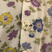 Load image into Gallery viewer, 1940s Belted White Cotton Dress with Pretty Floral Print and Contrast Collar and Cuffs - Bust 36 38