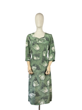 Load image into Gallery viewer, Original Volup 1930s Green Silk Crepe Dress with Black and White Bold Floral Print - Bust 40 42