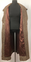 Load image into Gallery viewer, 1930s Brown and Cream Stripe Tweed Belted Coat with Double Collar - Bust 36 38