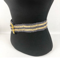Load image into Gallery viewer, Original 1930s Blue and Cream Crochet Cotton Belt with Yellow Plastic Buckle