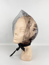 Load image into Gallery viewer, Original 1950's Net Hood with Pretty Glitter Flock Starburst Design