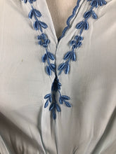 Load image into Gallery viewer, 1940s 1950s Ice Blue Rayon and Lace Nightdress with Bows - B36