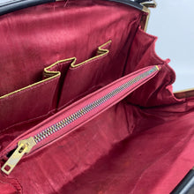 Load image into Gallery viewer, Original 1940s Black Embossed Plastic Box Bag Made to Look Like Corde