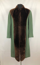 Load image into Gallery viewer, 1940s Sage Green Wool Coat with Real Fur Collar Trim - Bust 38 40