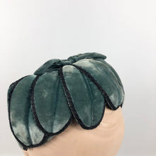 Load image into Gallery viewer, 1950s Blue Cotton Velvet Petal Half Hat with Wired Frame