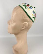 Load image into Gallery viewer, 1940's Tyrolean Felt Cap with Floral Silk Embroidery - Charming Vintage Piece