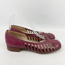 Load image into Gallery viewer, Original 1950’s Burgundy Leather Summer Sandals with Openwork Sides - UK 4 4.5 *