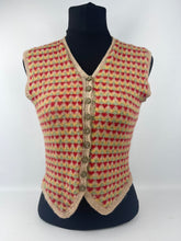 Load image into Gallery viewer, Original 1940s Fair Isle Waistcoat in Red, Green and Yellow - Charming Vintage Knit - Bust 30 31 32