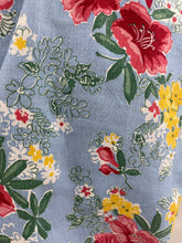 Load image into Gallery viewer, 1940's Reproduction Pretty Floral Print Blouse - Blue with Pink, Yellow and White Flowers - Bust 34