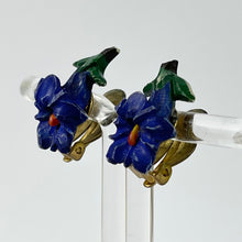 Load image into Gallery viewer, Vintage 1940's or 1950's Gentian Violet Clip on Earrings in Deep Blue
