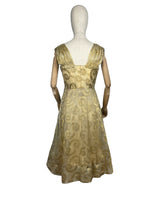 Load image into Gallery viewer, Original 1950's Berthe Alexandrie Gold Lame Organza Cocktail Dress - Bust 35 36