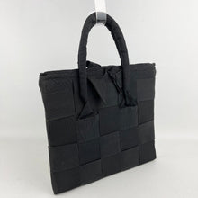 Load image into Gallery viewer, Original 1940's Black Leather and Grosgrain Ribbon Make Do and Mend Bag