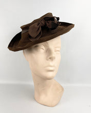 Load image into Gallery viewer, Original 1930's 1940's Chocolate Brown Felt Tilt Topper Hat - Smart Vintage Hat