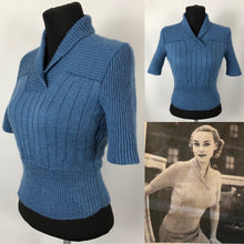 Load image into Gallery viewer, Reproduction 1950s Blue Rib Jumper - B34 36