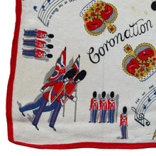 Load image into Gallery viewer, Original 1950's Queen Elizabeth II Coronation Souvenir Hankie in Crepe