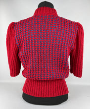 Load image into Gallery viewer, 1940's Reproduction Red and Blue Hand Knitted Jumper - Bust 37 38 39 40