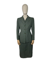 Load image into Gallery viewer, Original 1940's Green and Cream Three Piece Suit - Jacket, Skirt and Neat Little Waistcoat - Bust 36 37 38