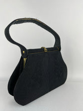Load image into Gallery viewer, Original 1940s 1950s Black Corde Bag with Gold Tone Clasp