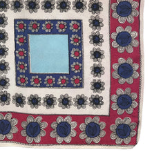 Load image into Gallery viewer, Original 1940's or 1950's Brightly Coloured Crepe Handkerchief - Pretty Little Hankie - Great Christmas Gift