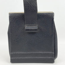 Load image into Gallery viewer, Original 1930's Dark Blue Faux Leather Bag with Silver Tone Clasp