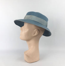 Load image into Gallery viewer, Original 1930s Cornflower Blue Fedora with Grosgrain Trim