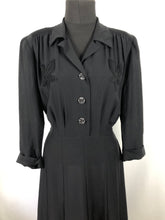 Load image into Gallery viewer, 1940s Black Dress with Applique Detail - Bust 40 42