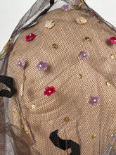 Load image into Gallery viewer, Original 1950s Net Hood with Butterfly, Sequins and Floral Trim