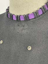 Load image into Gallery viewer, Original Late 1930s or Early 1940s Black Crepe Tunic Dress with Metal Trim - Bust 38 40