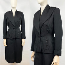 Load image into Gallery viewer, Original 1940s Black Wool Suit with Fabulous Button Detail - Bust 34 35 36